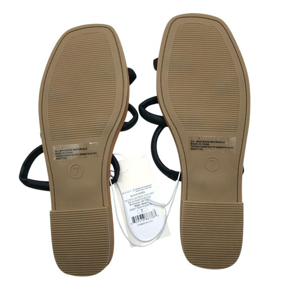 A New Day Wren Slide Sandals Triple Strap Square Toe Faux Leather Black Size 7 - Picture 4 of 5